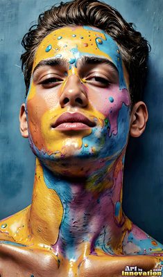 The male form in bold color, light, and motion. Cinematic UHD abstract art.