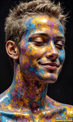 The male form in bold color, light, and motion. Cinematic UHD abstract art.