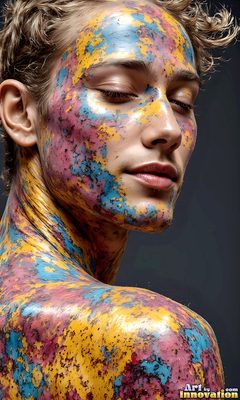 The male form in bold color, light, and motion. Cinematic UHD abstract art.