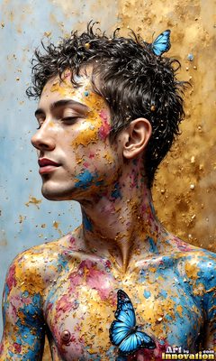 The male form in bold color, light, and motion. Cinematic UHD abstract art.