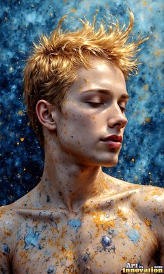 The male form in bold color, light, and motion. Cinematic UHD abstract art.