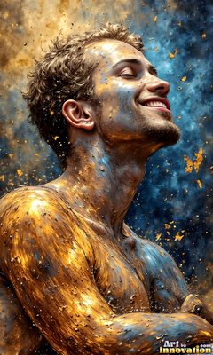 The male form in bold color, light, and motion. Cinematic UHD abstract art.
