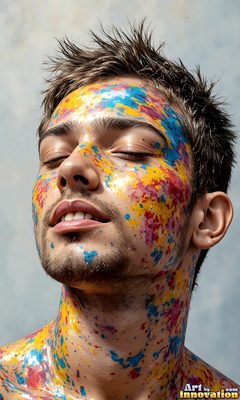 The male form in bold color, light, and motion. Cinematic UHD abstract art.