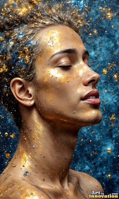 The male form in bold color, light, and motion. Cinematic UHD abstract art.