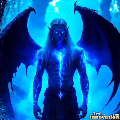 Male angels with luminous wings, holy light, and fallen legend. Cinematic UHD art.