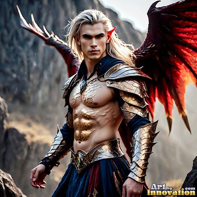 Male angels with luminous wings, holy light, and fallen legend. Cinematic UHD art.