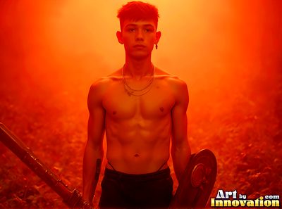 Male angels with luminous wings, holy light, and fallen legend. Cinematic UHD art.