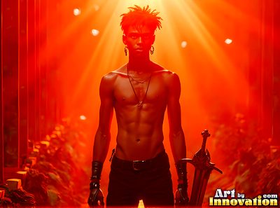 Male angels with luminous wings, holy light, and fallen legend. Cinematic UHD art.