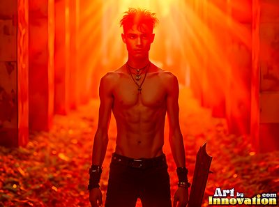 Male angels with luminous wings, holy light, and fallen legend. Cinematic UHD art.