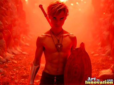 Male angels with luminous wings, holy light, and fallen legend. Cinematic UHD art.