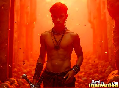 Male angels with luminous wings, holy light, and fallen legend. Cinematic UHD art.