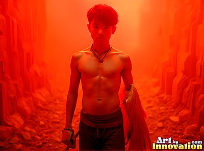 Male angels with luminous wings, holy light, and fallen legend. Cinematic UHD art.