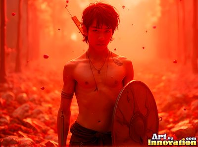 Male angels with luminous wings, holy light, and fallen legend. Cinematic UHD art.