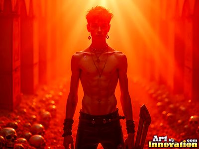 Male angels with luminous wings, holy light, and fallen legend. Cinematic UHD art.
