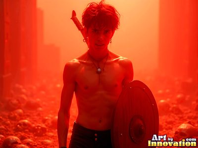 Male angels with luminous wings, holy light, and fallen legend. Cinematic UHD art.