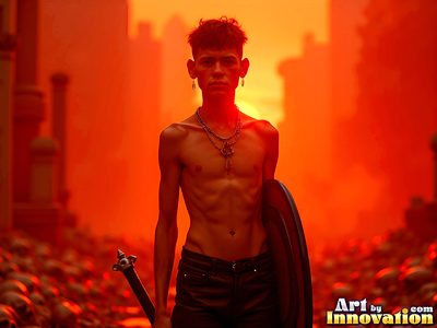 Male angels with luminous wings, holy light, and fallen legend. Cinematic UHD art.