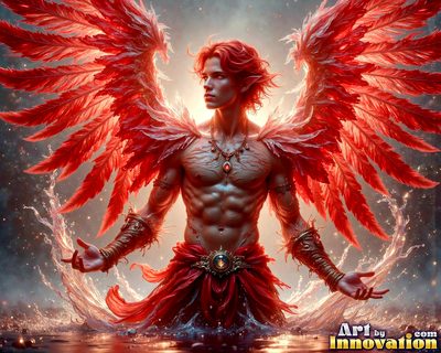 Male angels with luminous wings, holy light, and fallen legend. Cinematic UHD art.