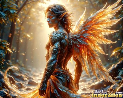 Male angels with luminous wings, holy light, and fallen legend. Cinematic UHD art.