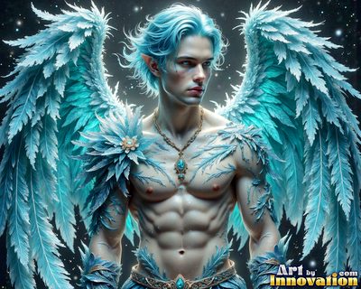 Male angels with luminous wings, holy light, and fallen legend. Cinematic UHD art.