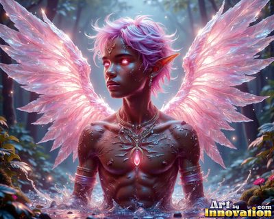 Male angels with luminous wings, holy light, and fallen legend. Cinematic UHD art.