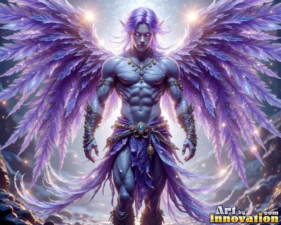 Male angels with luminous wings, holy light, and fallen legend. Cinematic UHD art.