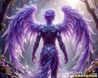 Male angels with luminous wings, holy light, and fallen legend. Cinematic UHD art.