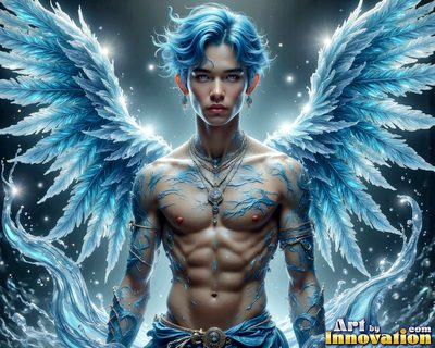 Male angels with luminous wings, holy light, and fallen legend. Cinematic UHD art.