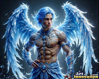 Male angels with luminous wings, holy light, and fallen legend. Cinematic UHD art.