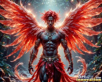 Male angels with luminous wings, holy light, and fallen legend. Cinematic UHD art.