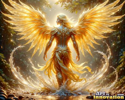 Male angels with luminous wings, holy light, and fallen legend. Cinematic UHD art.
