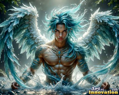 Male angels with luminous wings, holy light, and fallen legend. Cinematic UHD art.