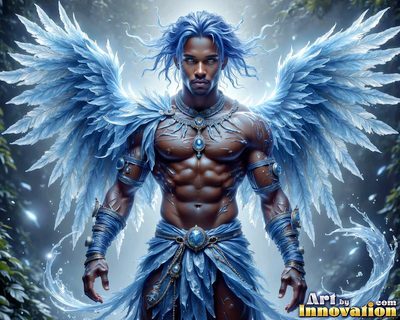 Male angels with luminous wings, holy light, and fallen legend. Cinematic UHD art.