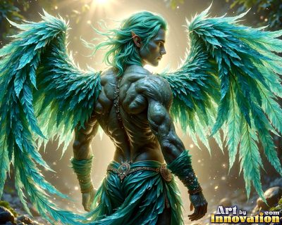 Male angels with luminous wings, holy light, and fallen legend. Cinematic UHD art.