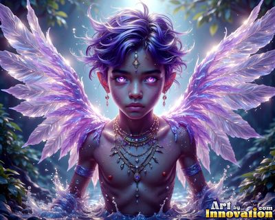 Male angels with luminous wings, holy light, and fallen legend. Cinematic UHD art.