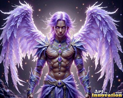 Male angels with luminous wings, holy light, and fallen legend. Cinematic UHD art.