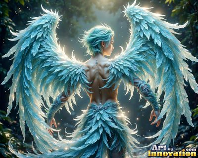 Male angels with luminous wings, holy light, and fallen legend. Cinematic UHD art.
