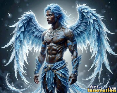 Male angels with luminous wings, holy light, and fallen legend. Cinematic UHD art.