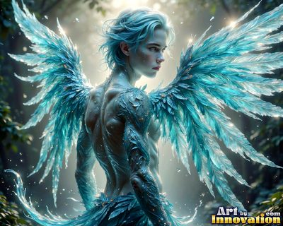 Male angels with luminous wings, holy light, and fallen legend. Cinematic UHD art.