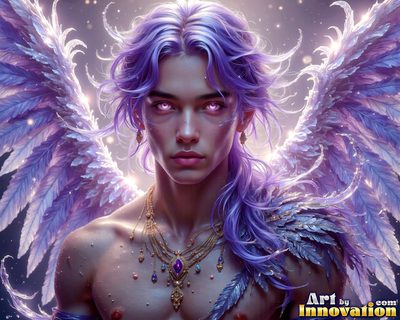 Male angels with luminous wings, holy light, and fallen legend. Cinematic UHD art.