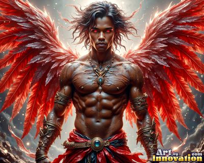 Male angels with luminous wings, holy light, and fallen legend. Cinematic UHD art.