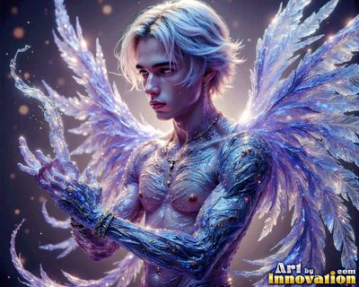 Male angels with luminous wings, holy light, and fallen legend. Cinematic UHD art.