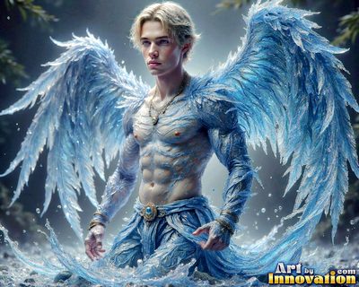 Male angels with luminous wings, holy light, and fallen legend. Cinematic UHD art.