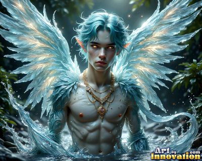 Male angels with luminous wings, holy light, and fallen legend. Cinematic UHD art.