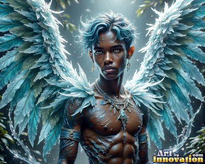 Male angels with luminous wings, holy light, and fallen legend. Cinematic UHD art.