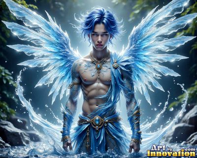 Male angels with luminous wings, holy light, and fallen legend. Cinematic UHD art.