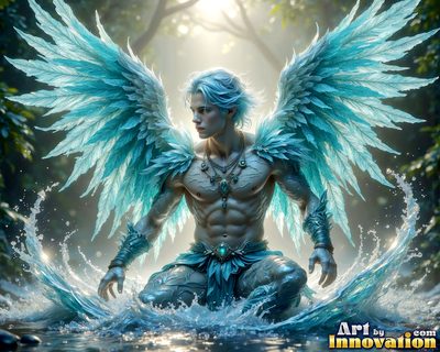 Male angels with luminous wings, holy light, and fallen legend. Cinematic UHD art.