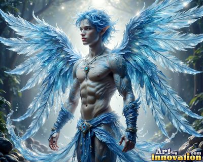 Male angels with luminous wings, holy light, and fallen legend. Cinematic UHD art.