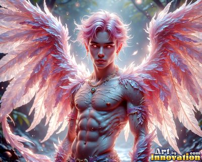 Male angels with luminous wings, holy light, and fallen legend. Cinematic UHD art.