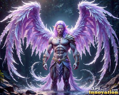 Male angels with luminous wings, holy light, and fallen legend. Cinematic UHD art.