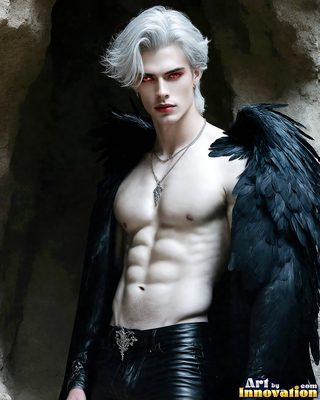 Dark male art of demons, vampires, and shadowed legend. Cinematic UHD.